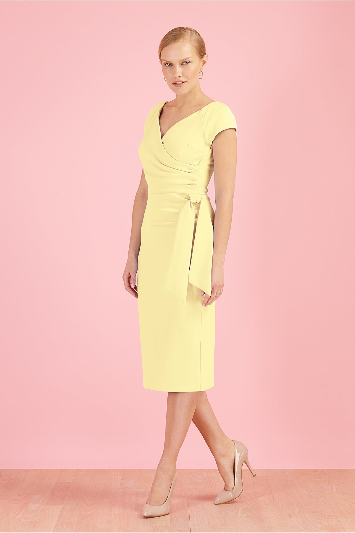 Hourglass Faux Wrap Pencil Dress