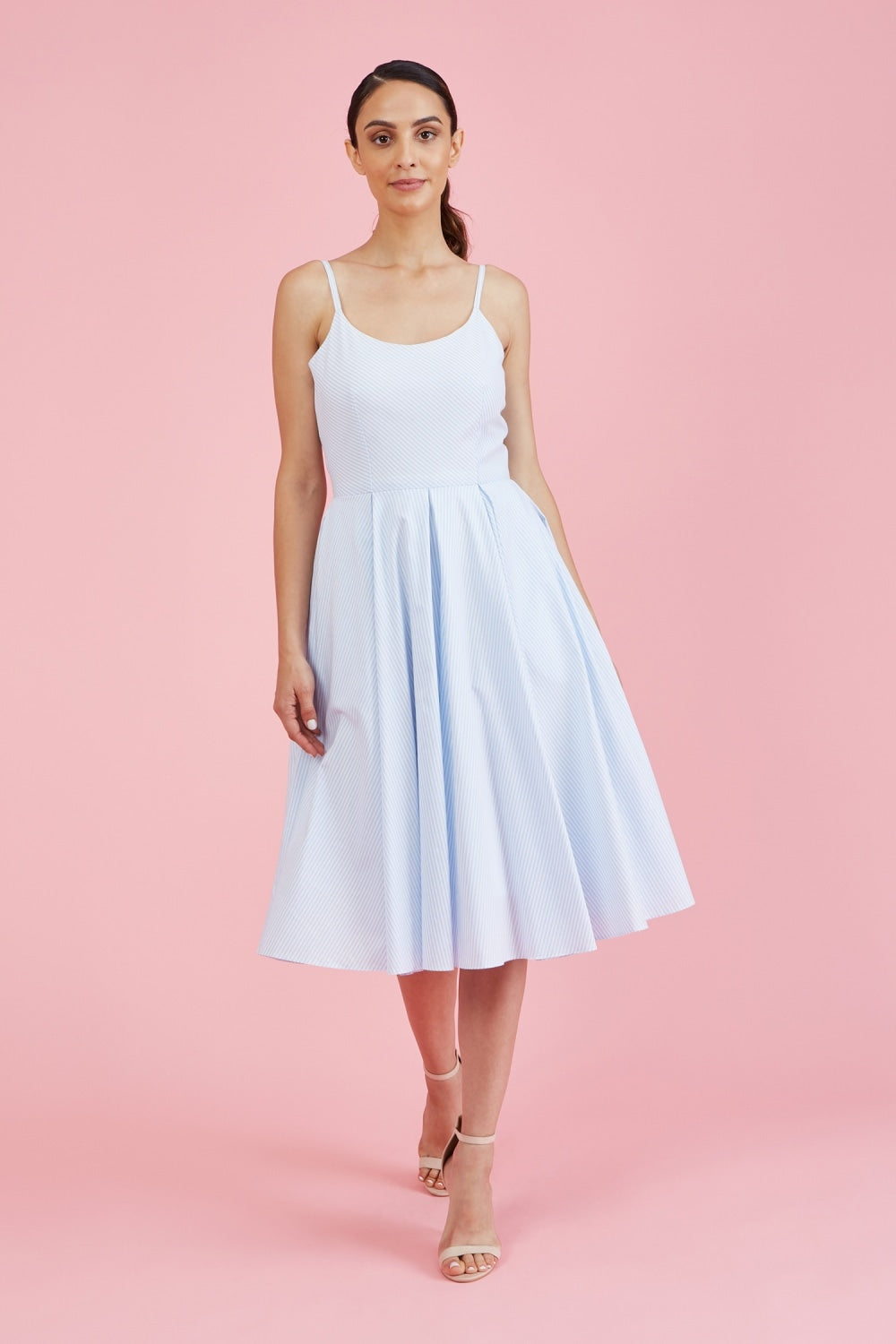 Priscilla Stripe Cotton Midi Dress