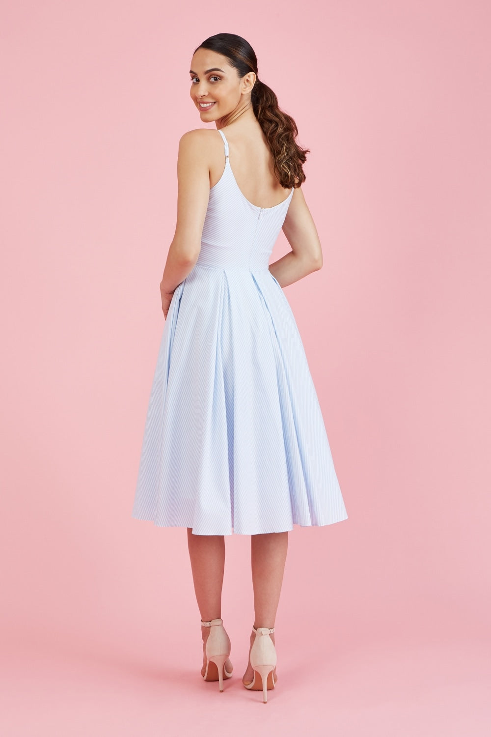 Priscilla Stripe Cotton Midi Dress