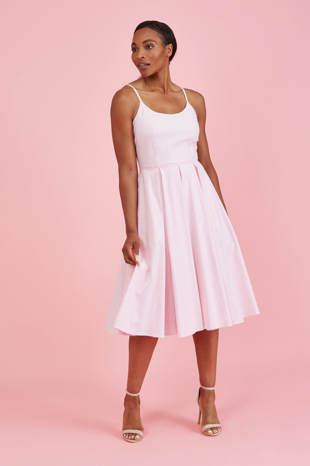 Priscilla Stripe Cotton Midi Dress