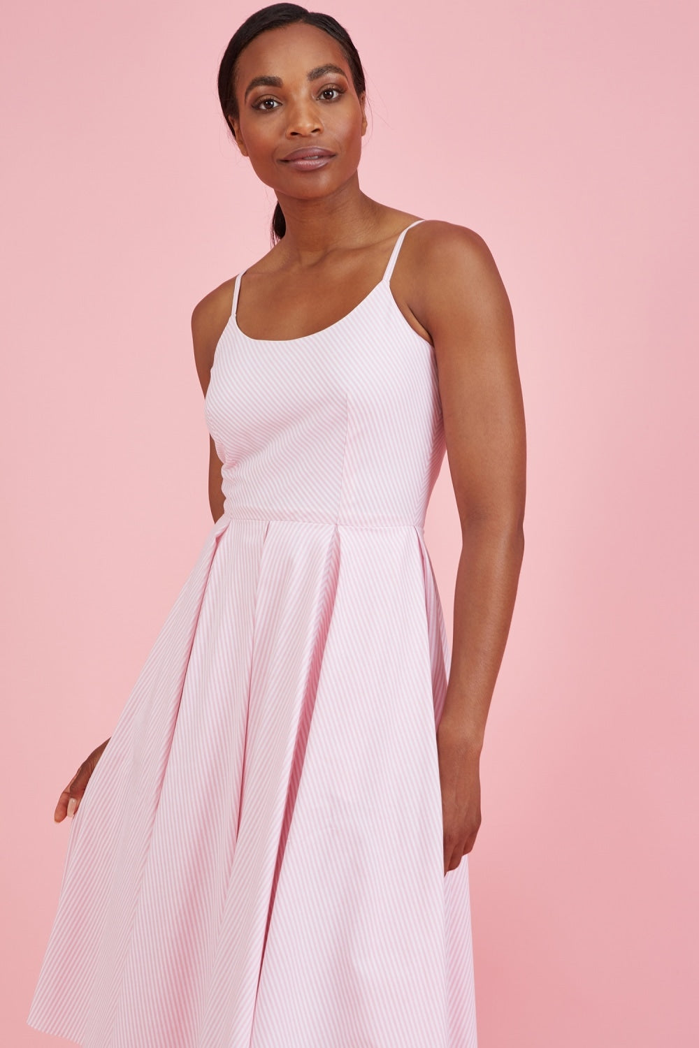 Priscilla Stripe Cotton Midi Dress