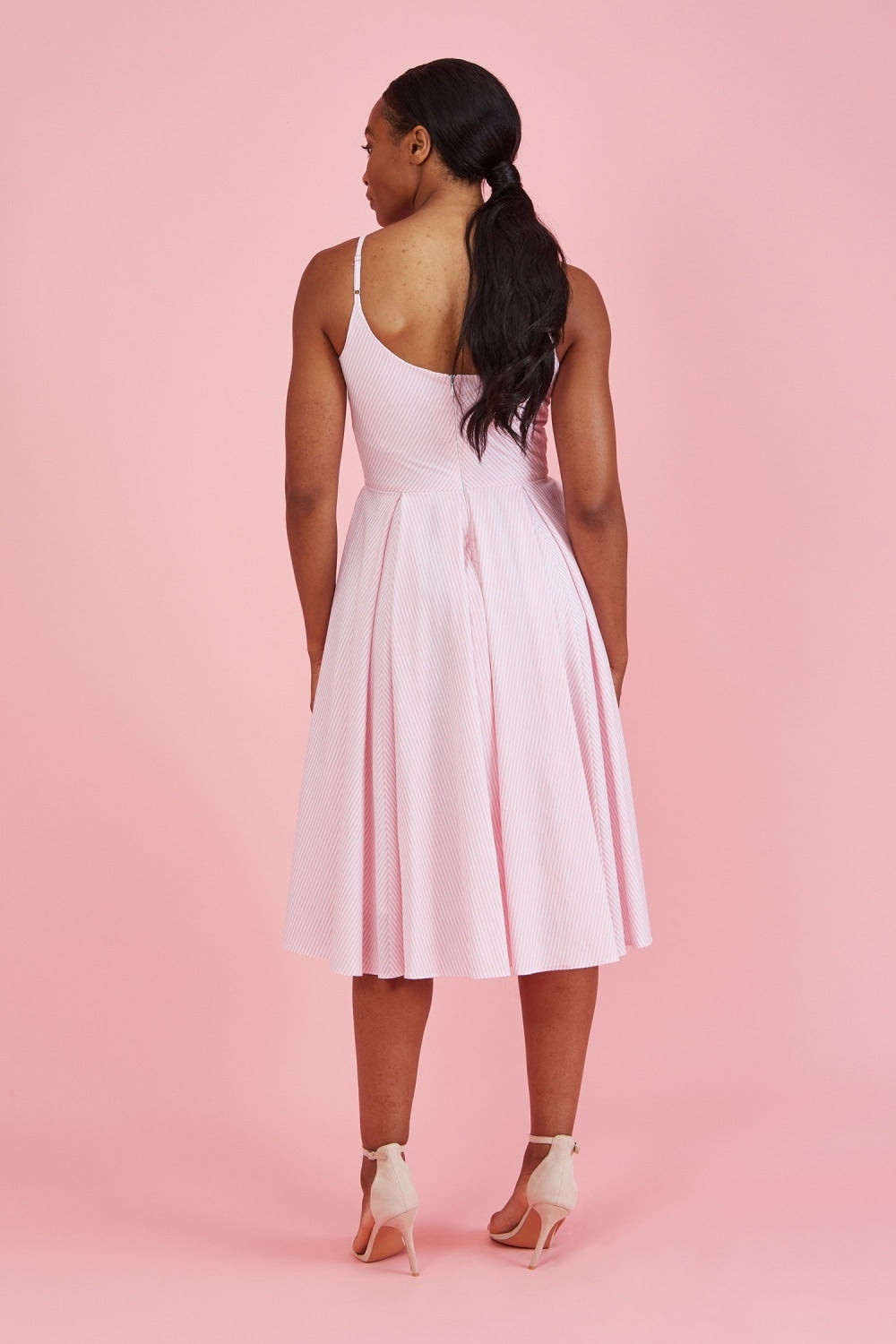 Priscilla Stripe Cotton Midi Dress