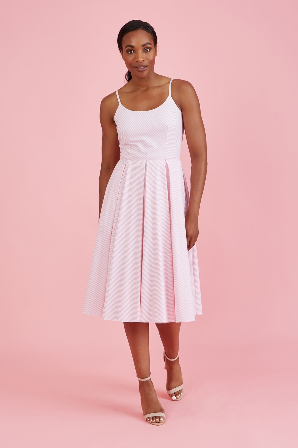 Priscilla Stripe Cotton Midi Dress