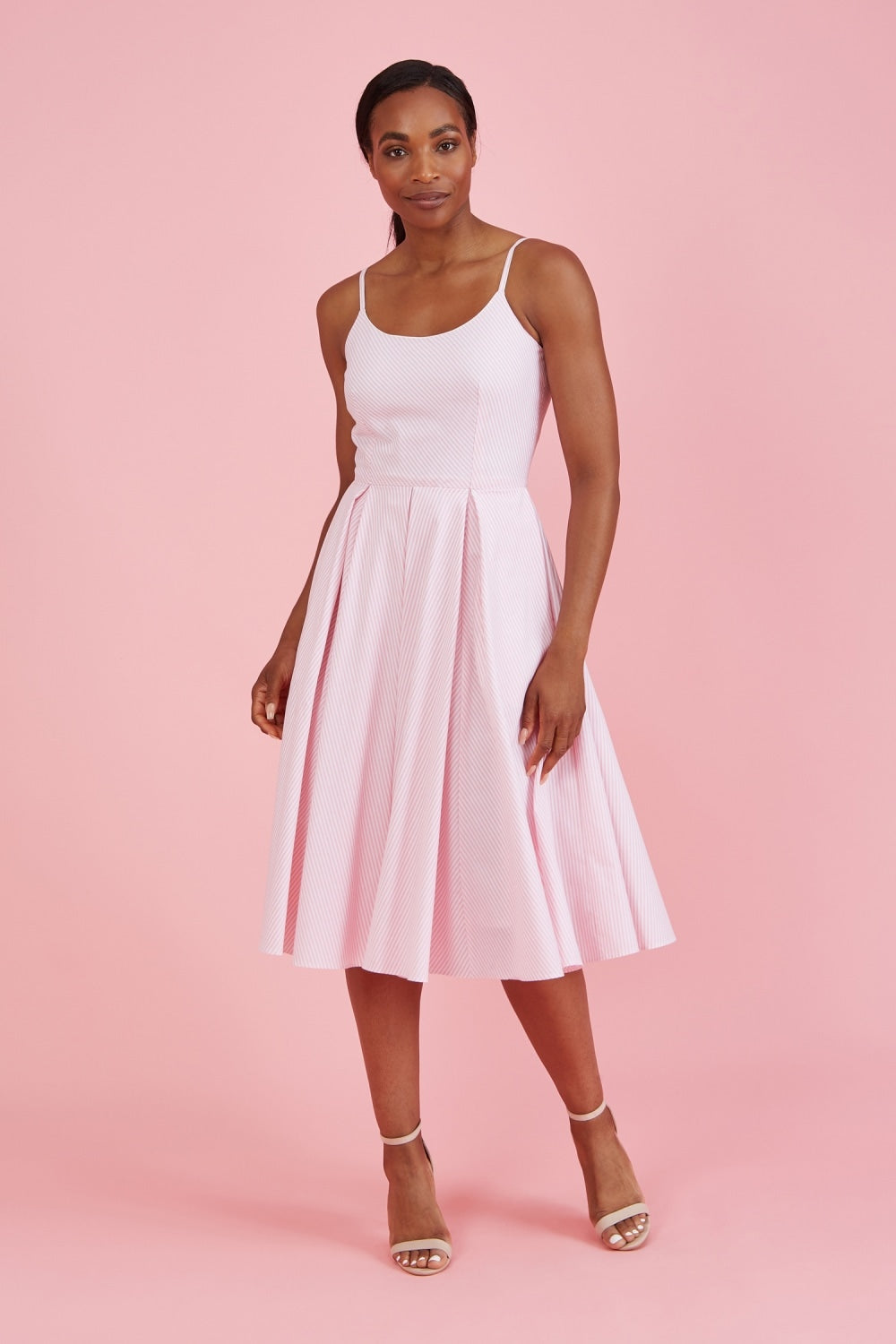Priscilla Stripe Cotton Midi Dress