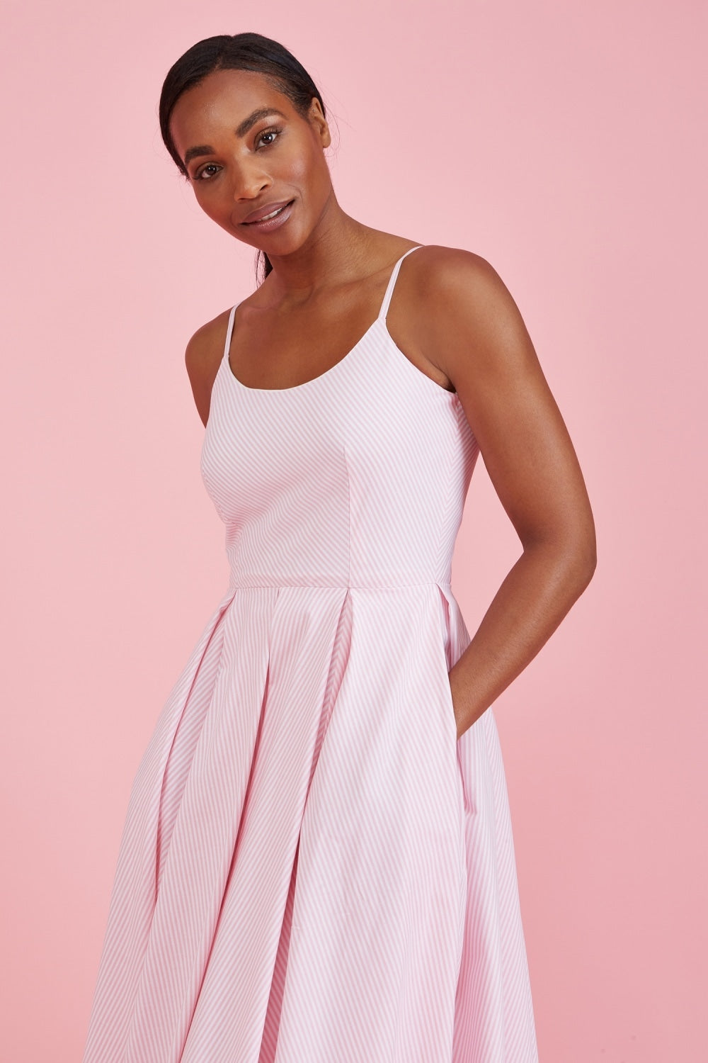 Priscilla Stripe Cotton Midi Dress