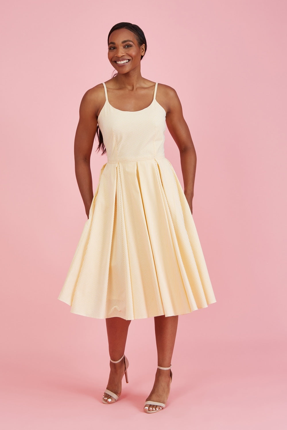 Priscilla Stripe Cotton Midi Dress