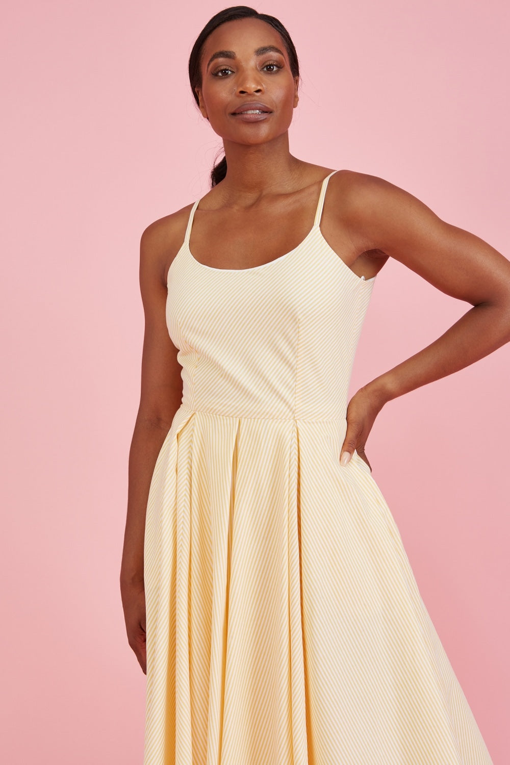 Priscilla Stripe Cotton Midi Dress