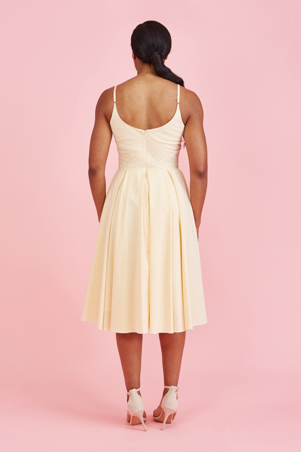 Priscilla Stripe Cotton Midi Dress