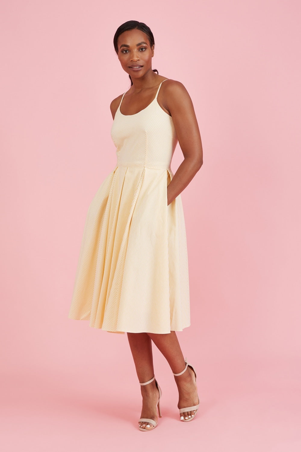 Priscilla Stripe Cotton Midi Dress