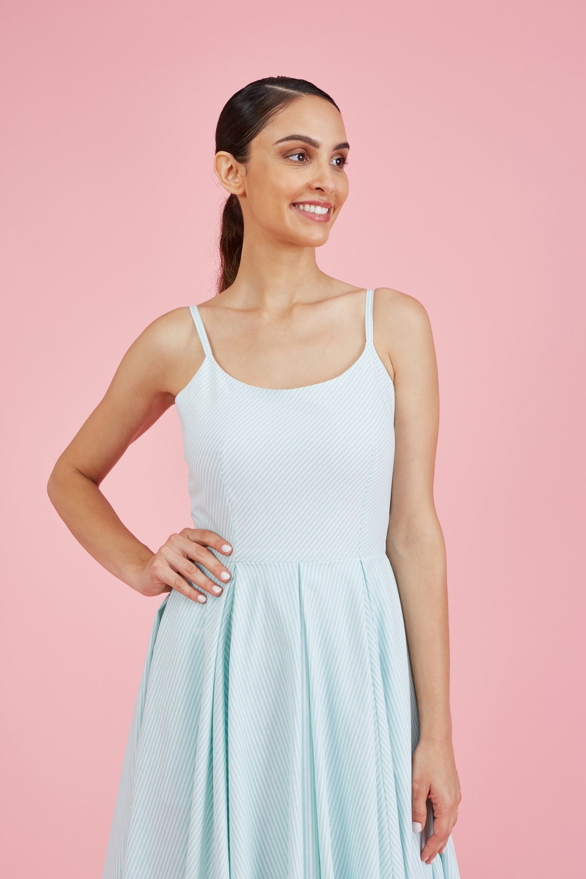 Priscilla Stripe Cotton Midi Dress