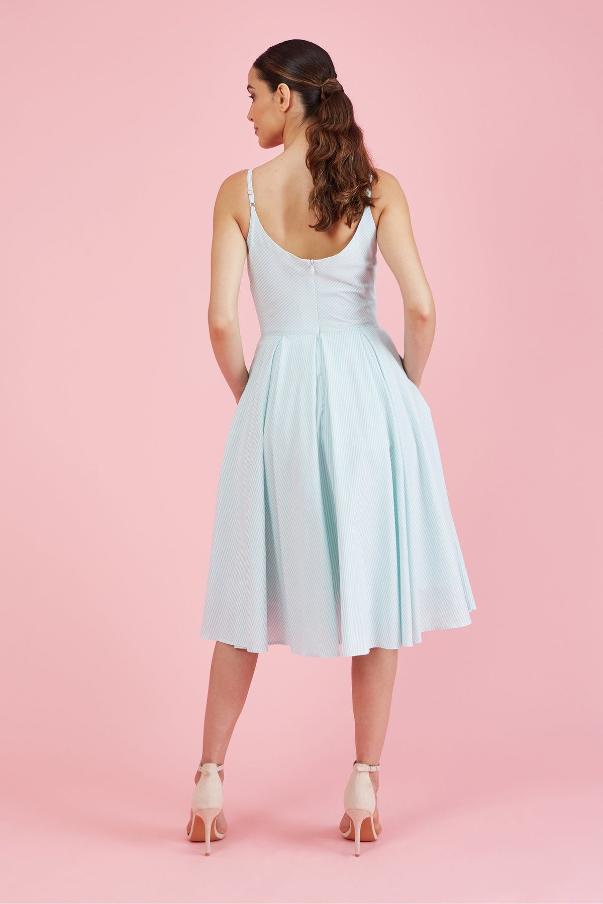 Priscilla Stripe Cotton Midi Dress