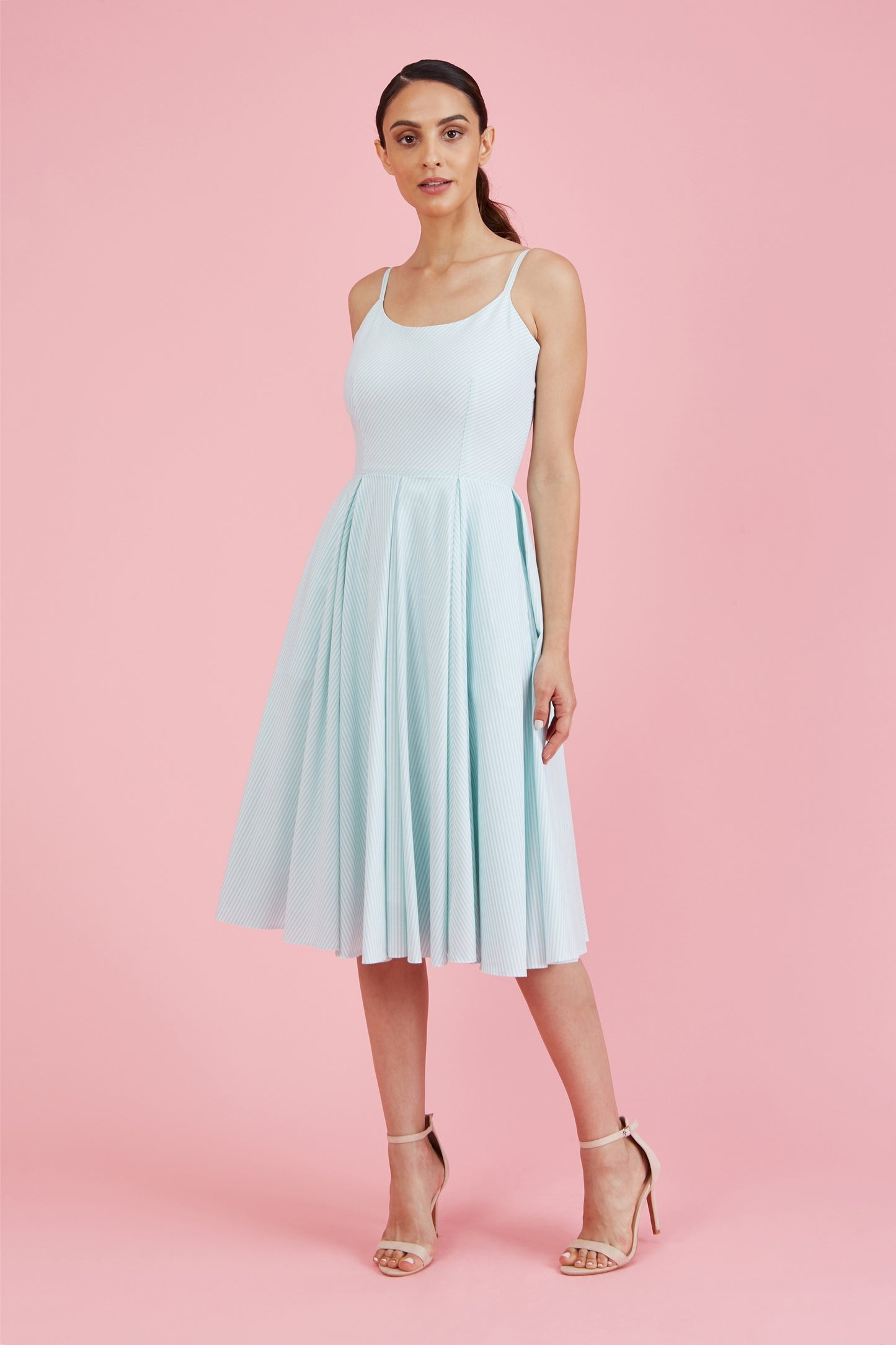 Priscilla Stripe Cotton Midi Dress