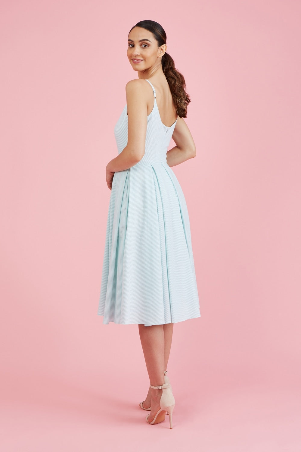 Priscilla Stripe Cotton Midi Dress