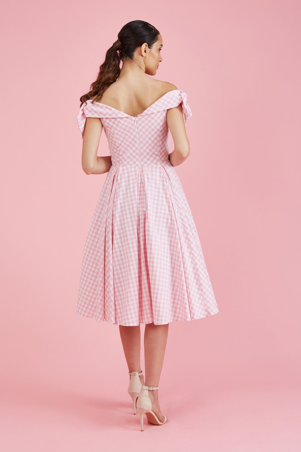 Tilly Gingham Off The Shoulder Prom Dress