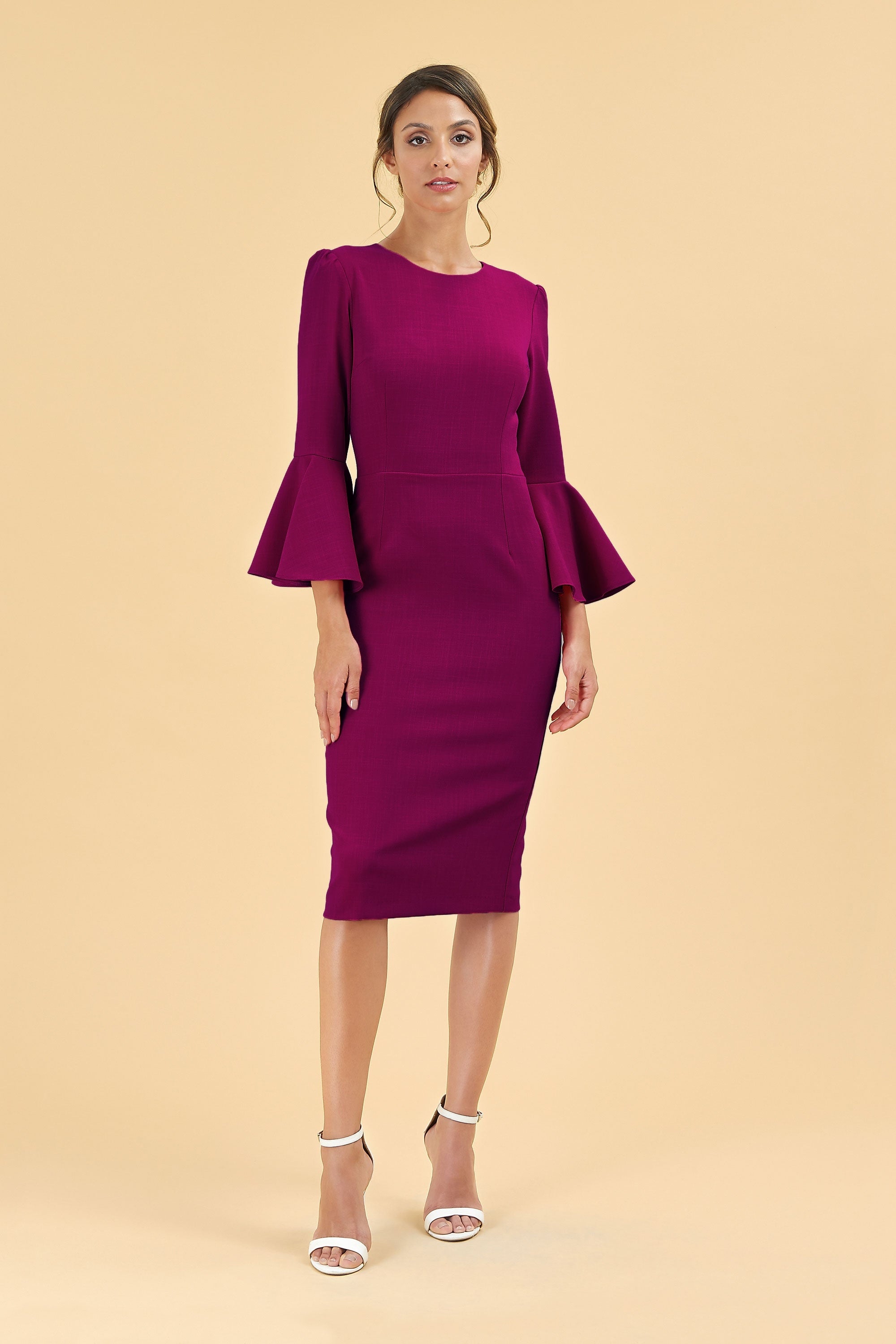 Gia Oversized Fluted Sleeve Pencil Dress