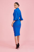 Ellie 3/4 Fluted Sleeve Pencil Dress