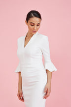 Ellie 3/4 Fluted Sleeve Pencil Dress