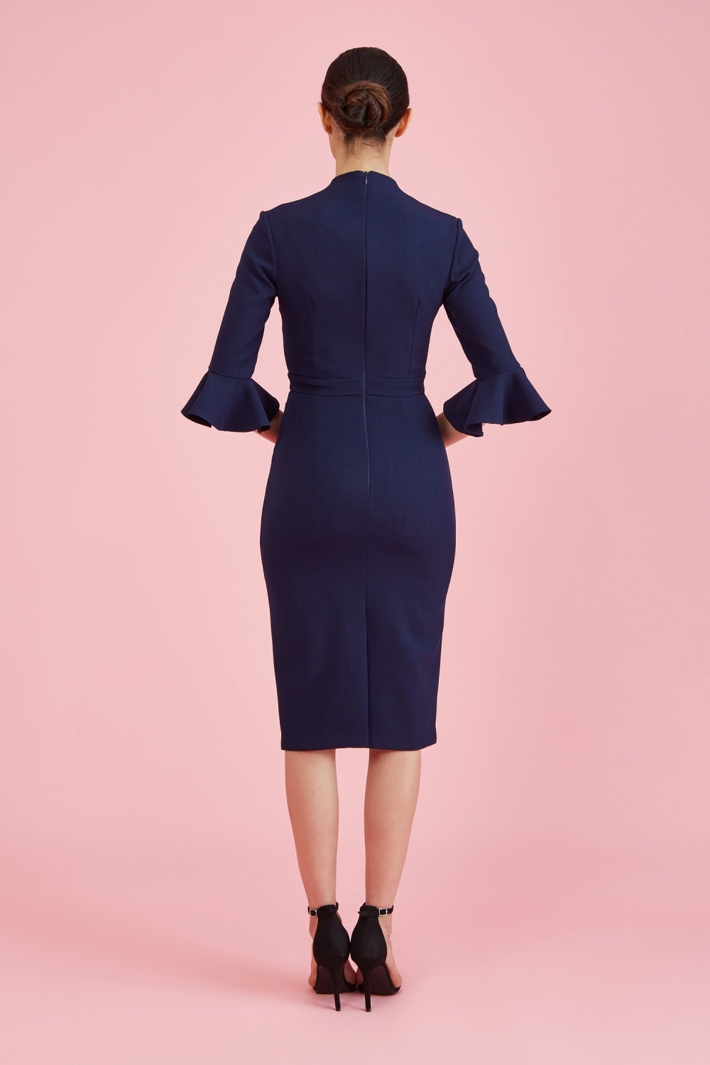 Ellie 3/4 Fluted Sleeve Pencil Dress