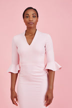 Ellie 3/4 Fluted Sleeve Pencil Dress