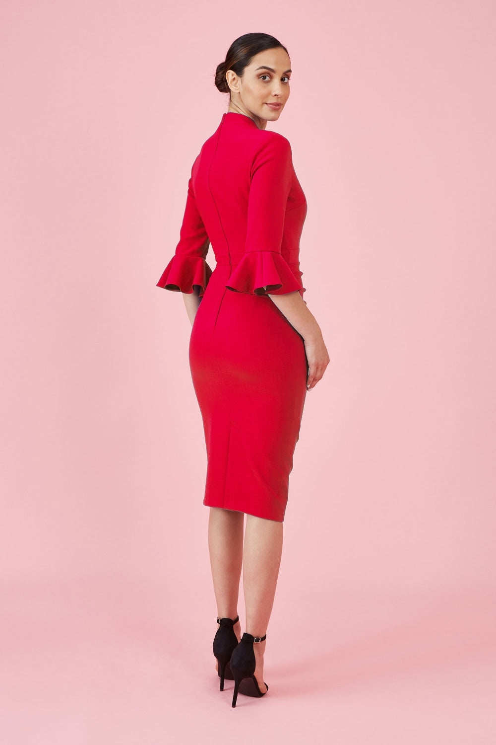 Ellie 3/4 Fluted Sleeve Pencil Dress