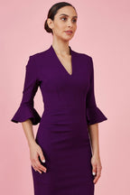 Ellie 3/4 Fluted Sleeve Pencil Dress