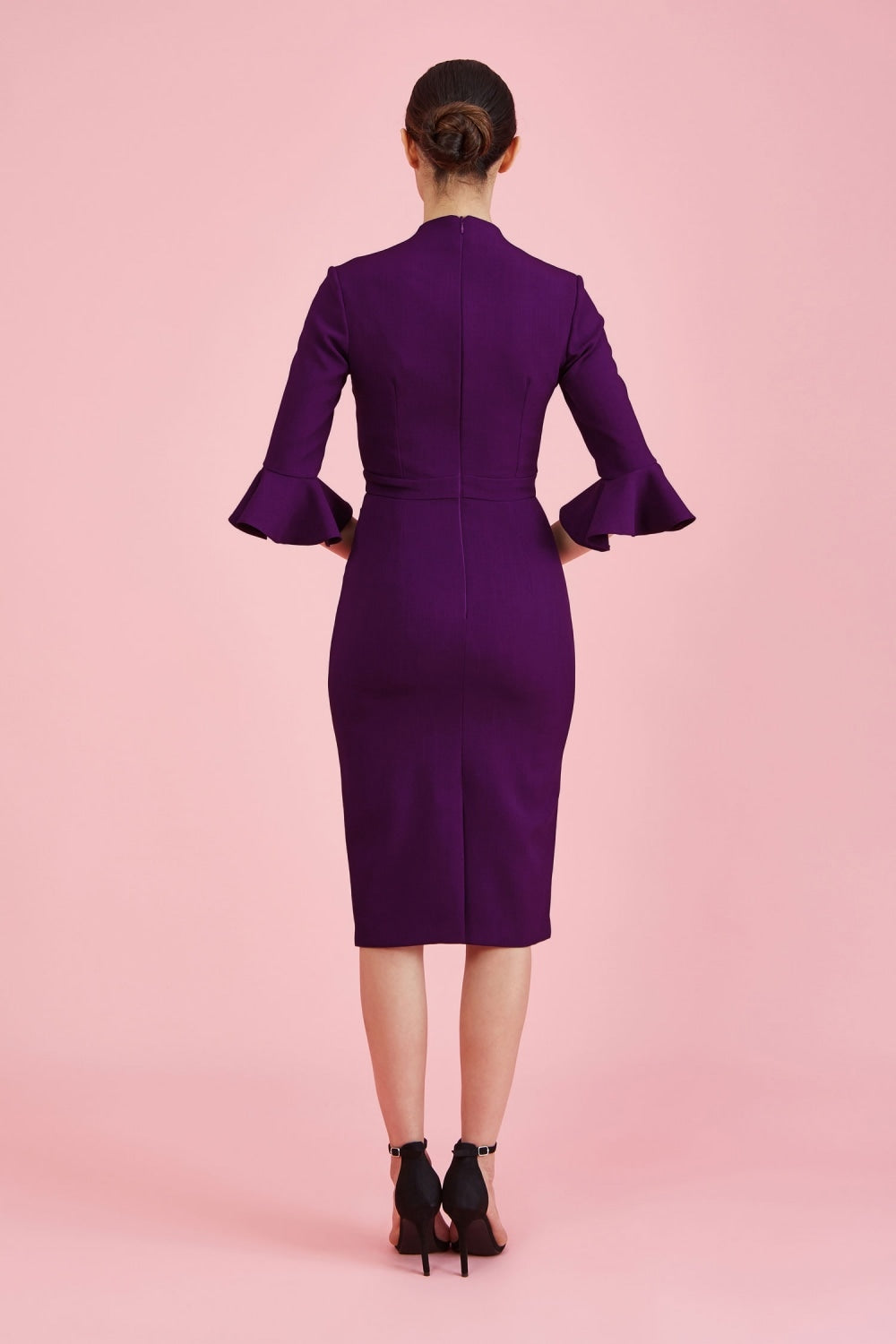 Ellie 3/4 Fluted Sleeve Pencil Dress