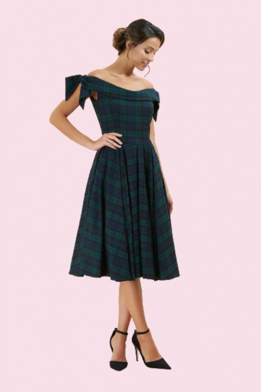 Tilly Tartan Off The Shoulder Prom Dress