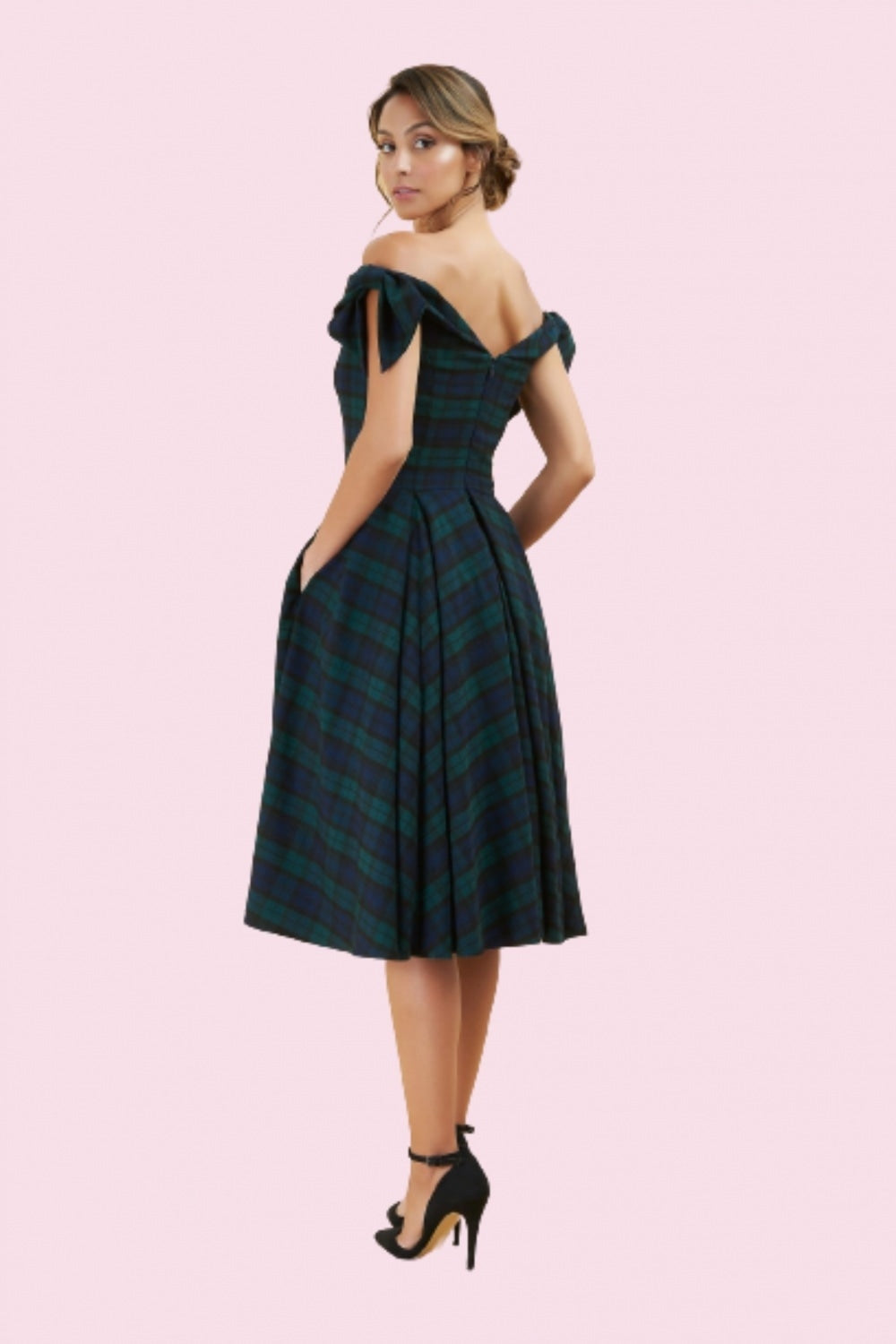Tilly Tartan Off The Shoulder Prom Dress