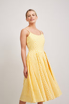 Priscilla Small Gingham Cotton Midi Dress
