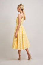 Priscilla Small Gingham Cotton Midi Dress