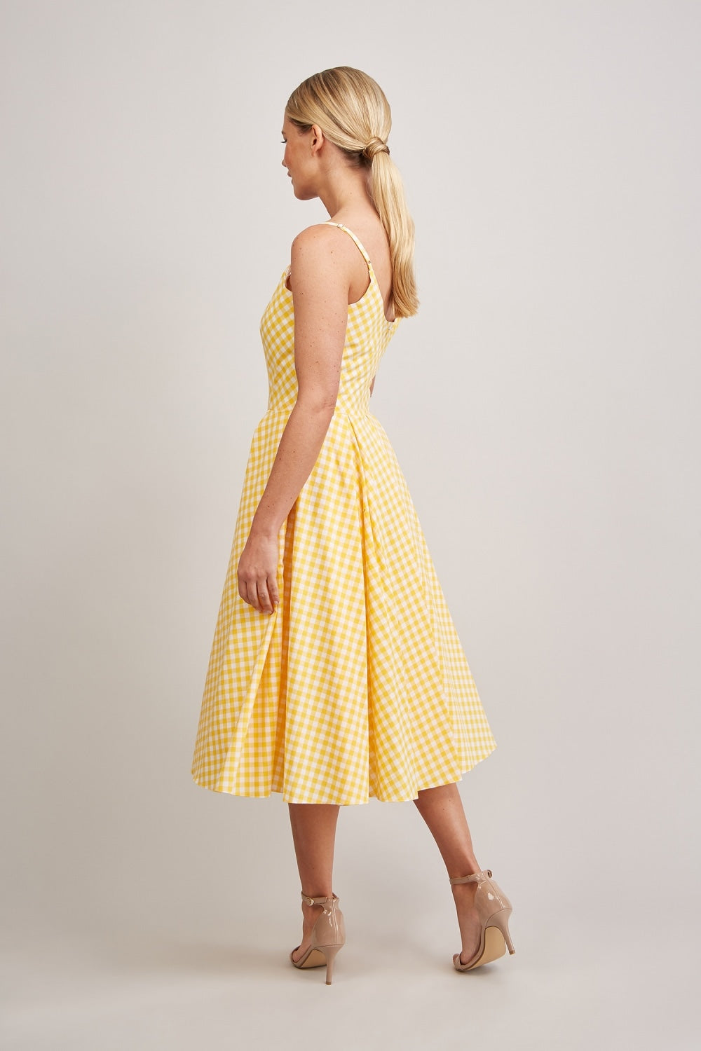 Priscilla Small Gingham Cotton Midi Dress