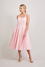 Priscilla Small Gingham Cotton Midi Dress