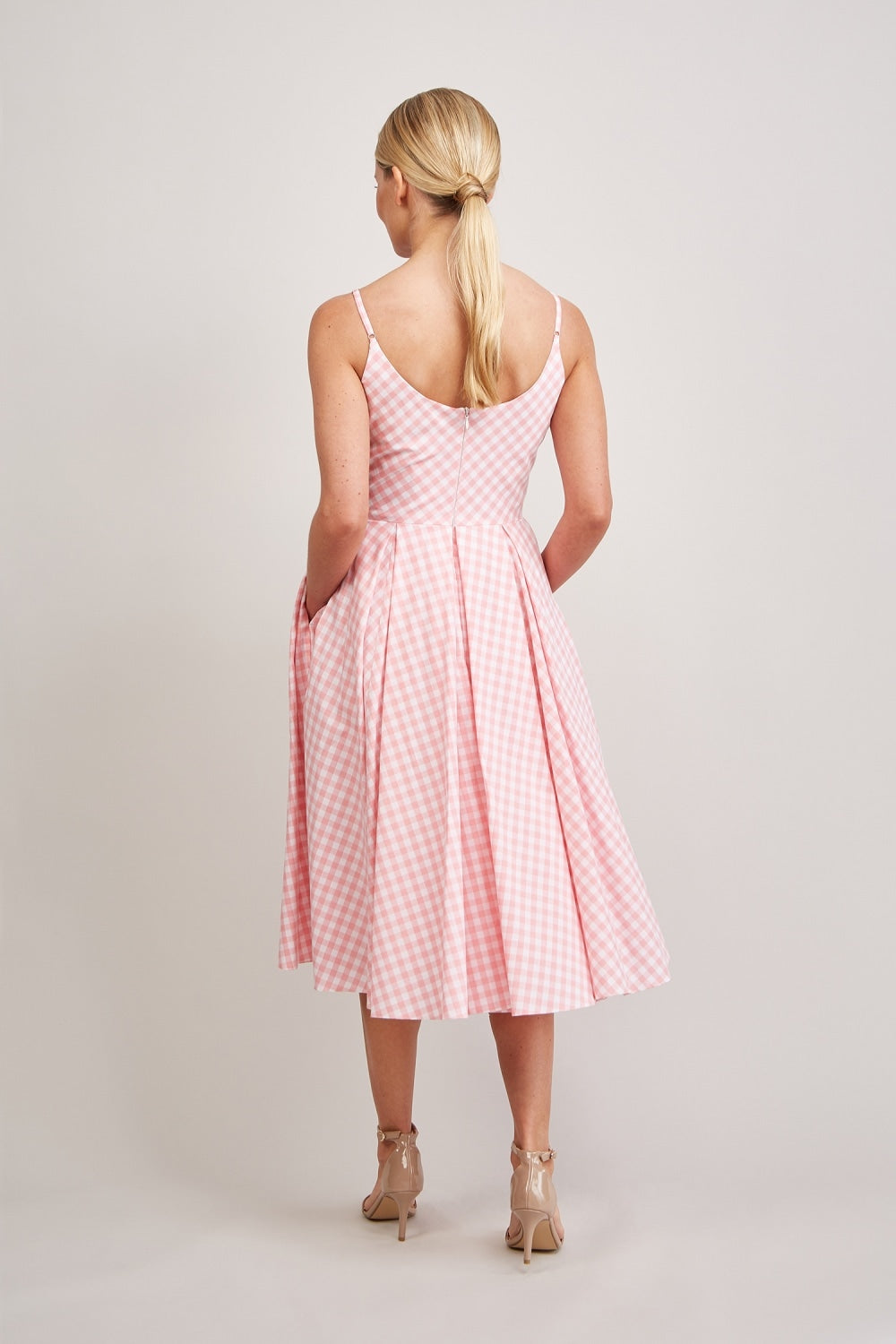 Priscilla Small Gingham Cotton Midi Dress