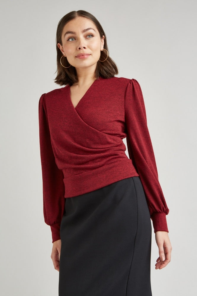 Faux Wrap Top - Bordeaux