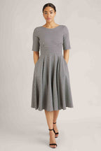 Hepburn Dogtooth Midi Dress