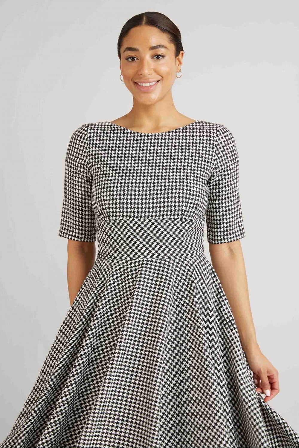 Hepburn Dogtooth Midi Dress