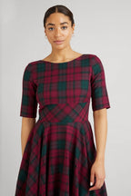 Hepburn Berry Tartan Swing Dress