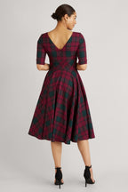Hepburn Berry Tartan Swing Dress