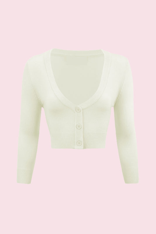 Vintage Cropped ¾ Sleeve Cardigan