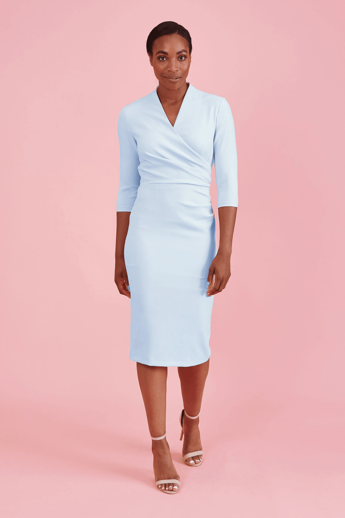 Ellie 3/4 Fluted Sleeve Pencil Dress
