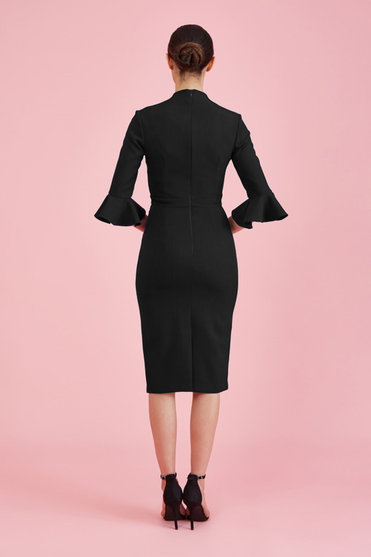 Ellie 3/4 Fluted Sleeve Pencil Dress
