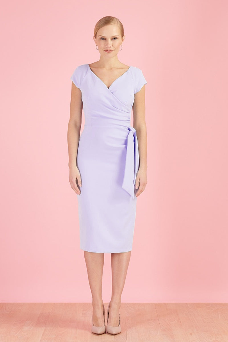 Hourglass Faux Wrap Pencil Dress - Lilac