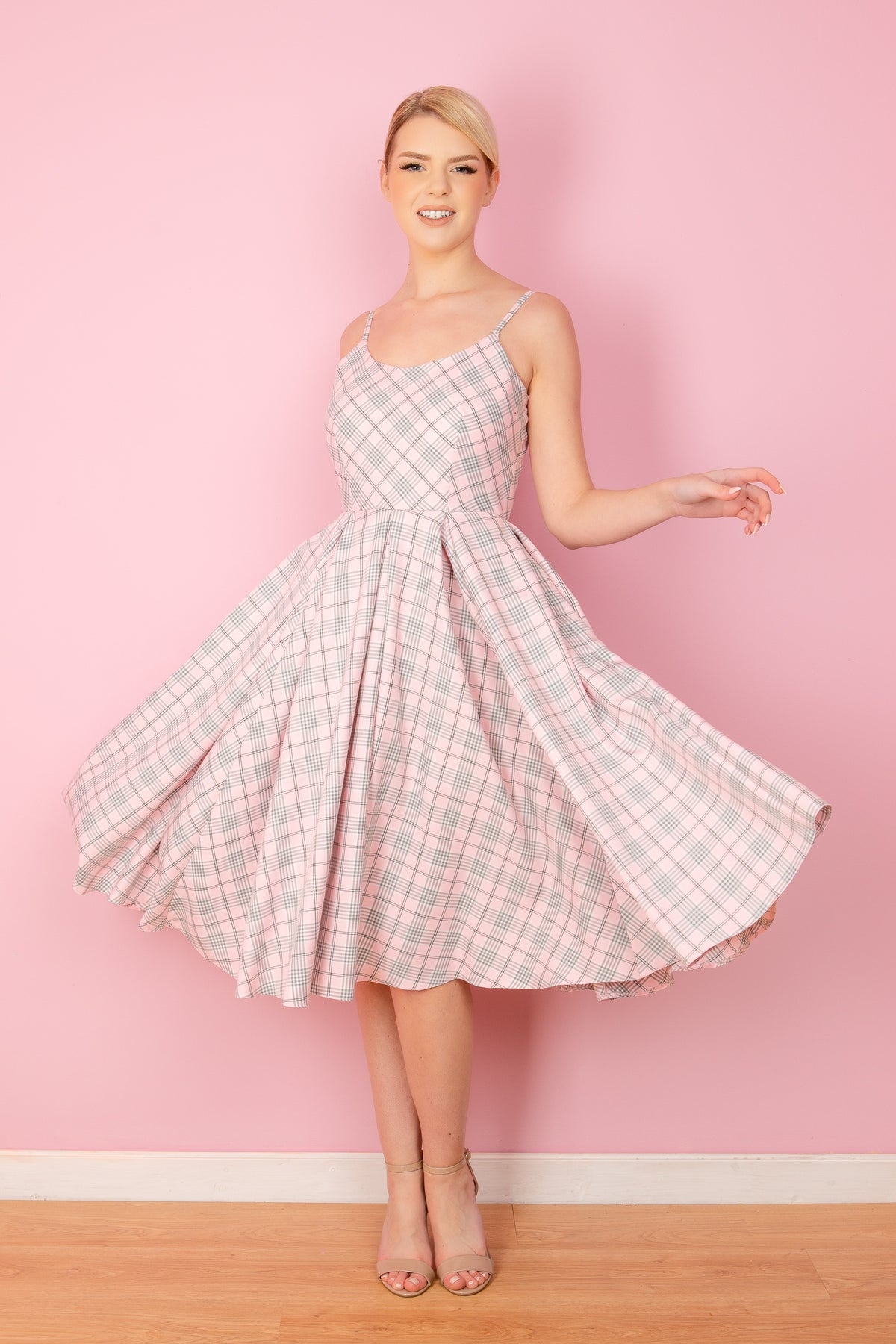 Priscilla Tartan Midi Dress