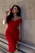 Hourglass Off The Shoulder Pencil Dress