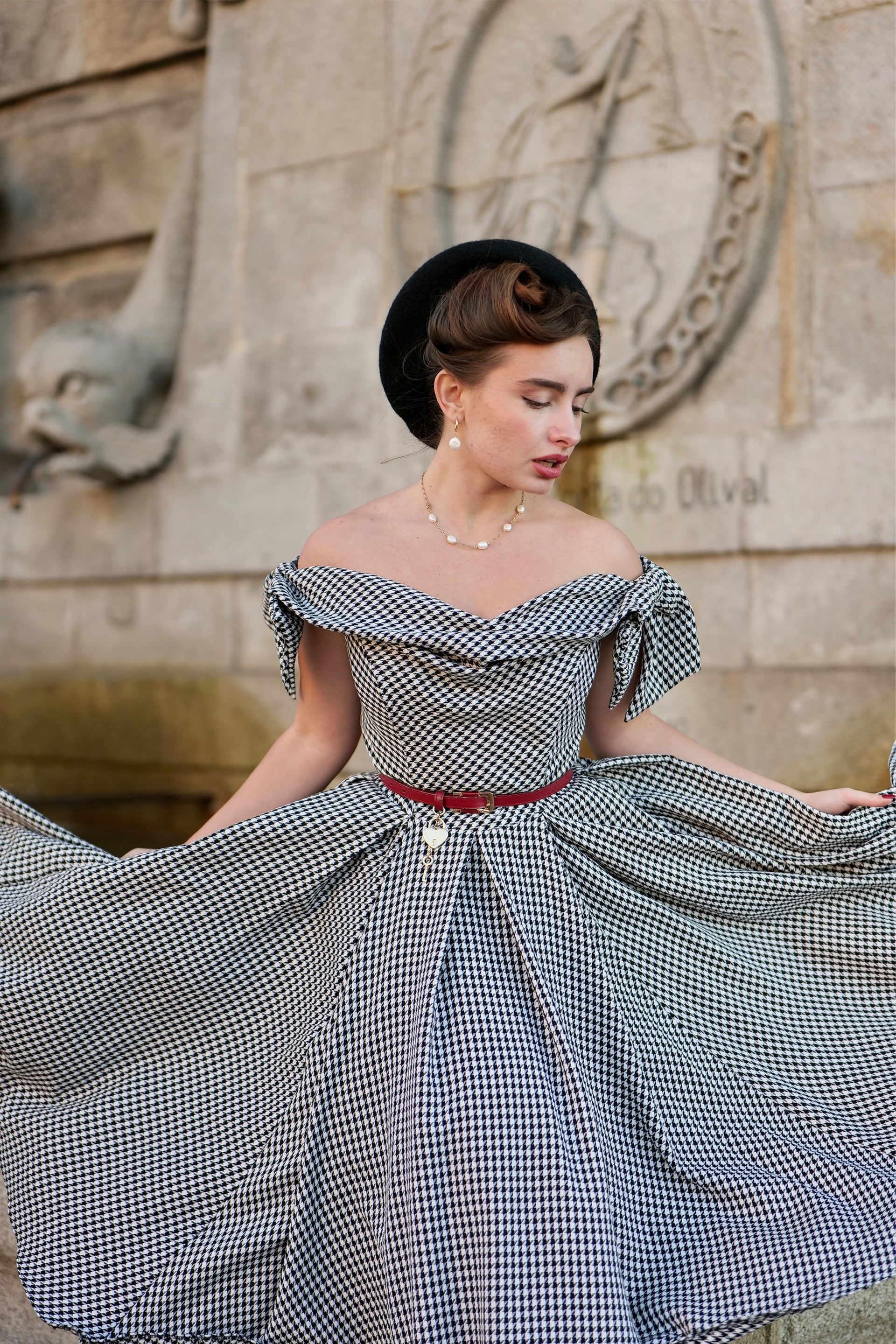 luxury designer limited edition dress Tilly Dogtooth Prom Dress – The Pretty Dress Company