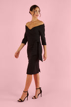 Hourglass Off The Shoulder 3/4 Sleeve Pencil Dress