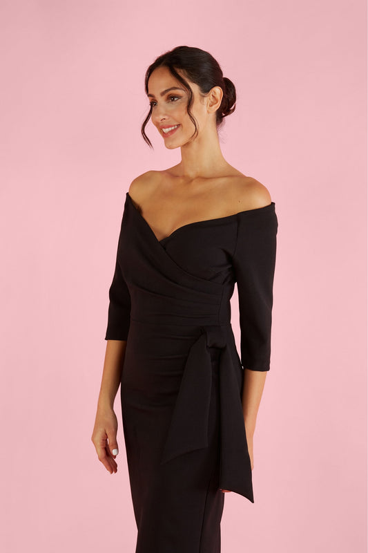 Hourglass Off The Shoulder 3/4 Sleeve Pencil Dress