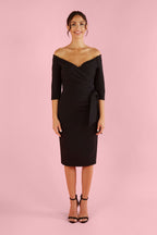 Hourglass Off The Shoulder 3/4 Sleeve Pencil Dress