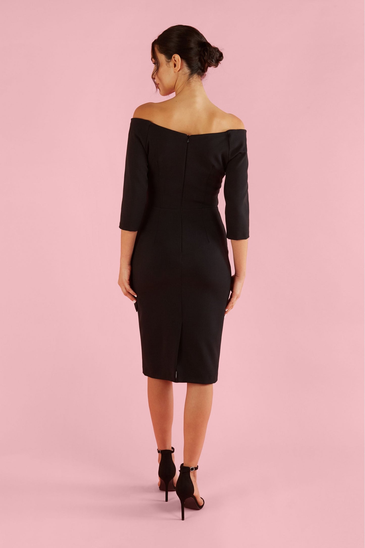 Hourglass Off The Shoulder 3/4 Sleeve Pencil Dress