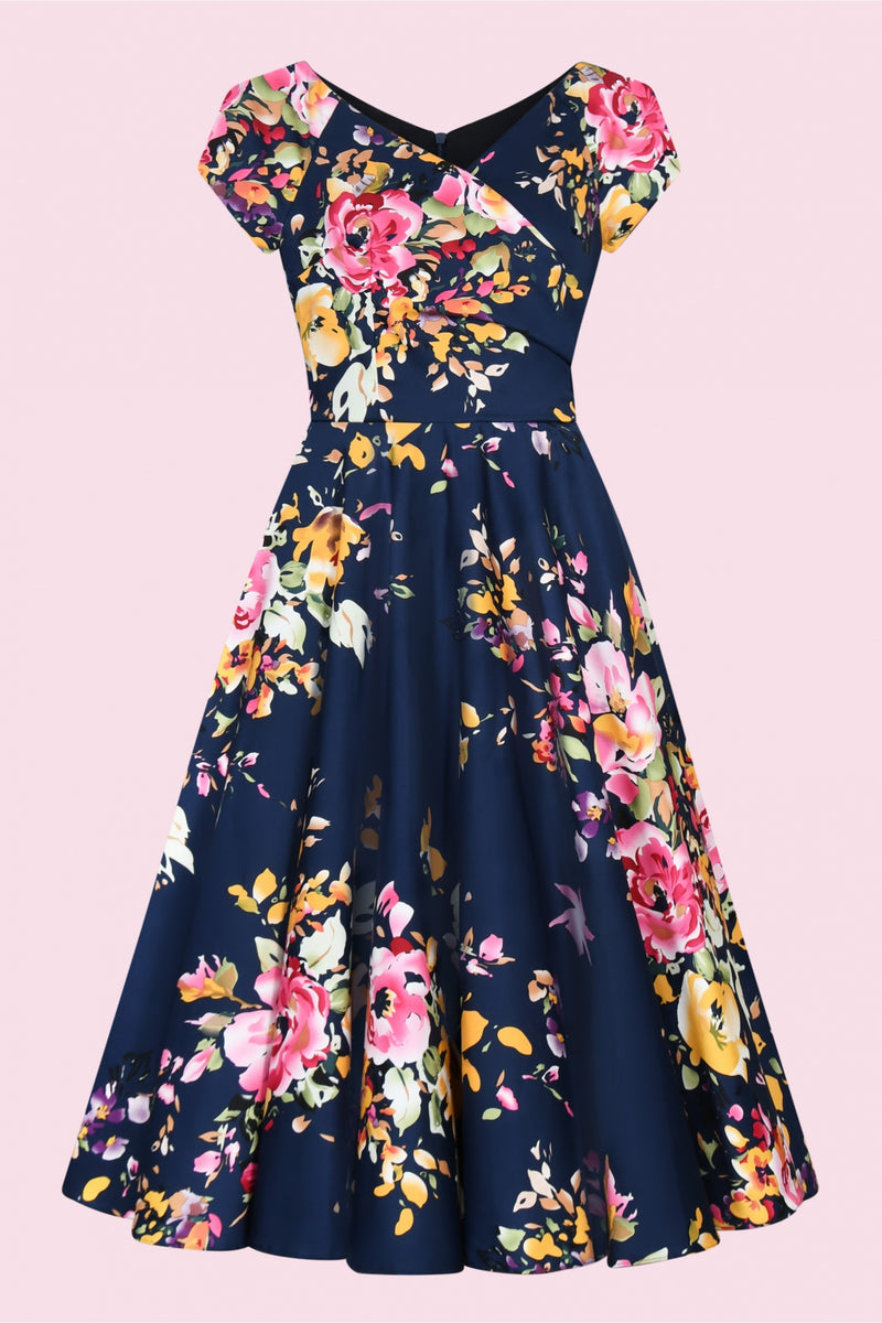 Hourglass Seville Swing Dress - Navy